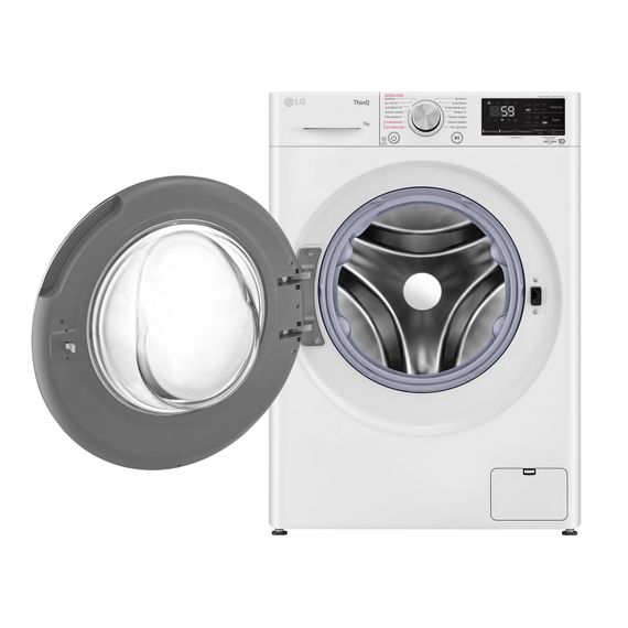 Пральна машина LG  фронтальна, 7кг, 1200, A+++, 48см, дисплей, пара, інвертор, білий (F2V5HS1WW) | Зображення 2