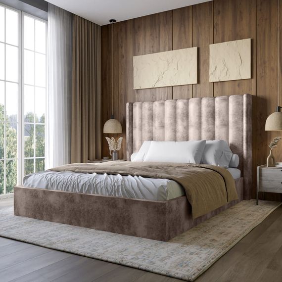 Двоспальне ліжко з підйомним механізмом LION Ніно 160x200 см SILK 105 Шоколадний (LION-045055)