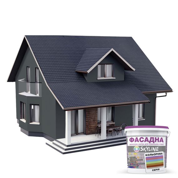 Краска Акрил-латексная Фасадная Skyline 6502-G Касторовый 1л | Зображення 2
