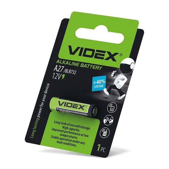 Батарейка лужна Videx А27 1шт BLISTER CARD | Зображення 1