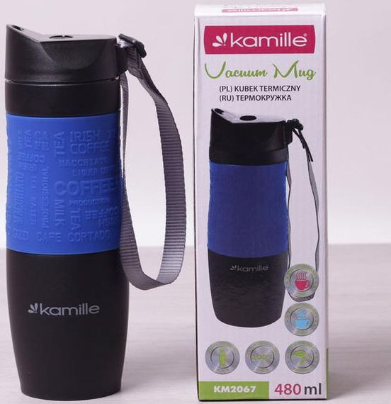 Термокружка Kamille Coffee 480мл з ремінцем, нержавіюча сталь | Зображення 4
