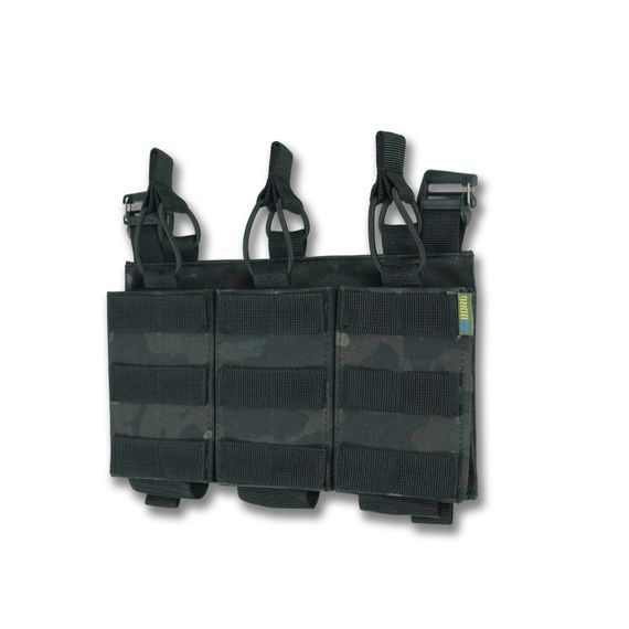 Съемная передняя панель к плитоноске с подсумками под 3 магазина черный мультикам | Зображення 2