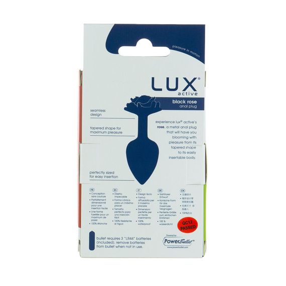 Металева анальна пробка Lux Active з трояндою - Rose Anal Plug - Black, віброкуля в подарунок | Зображення 5