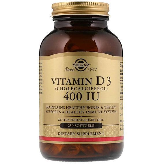 Вітамін D Solgar Vitamin D3 (Cholecalciferol) 400 IU 250 Softgels
