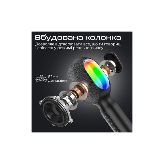 Мікрофон Promate VocalMic Bluetooth 2 x AUX LED Black (vocalmic.black) | Зображення 1