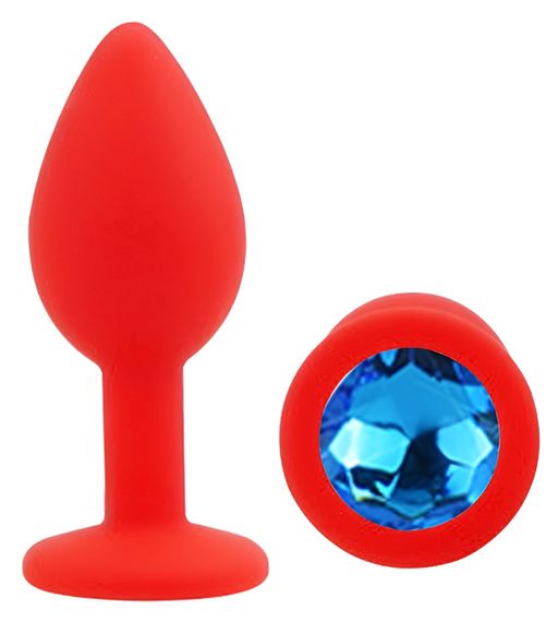 Силіконова анальна пробка EGZO - Silicone Red Round Plug Blue, size S Sex Aura | Зображення 1