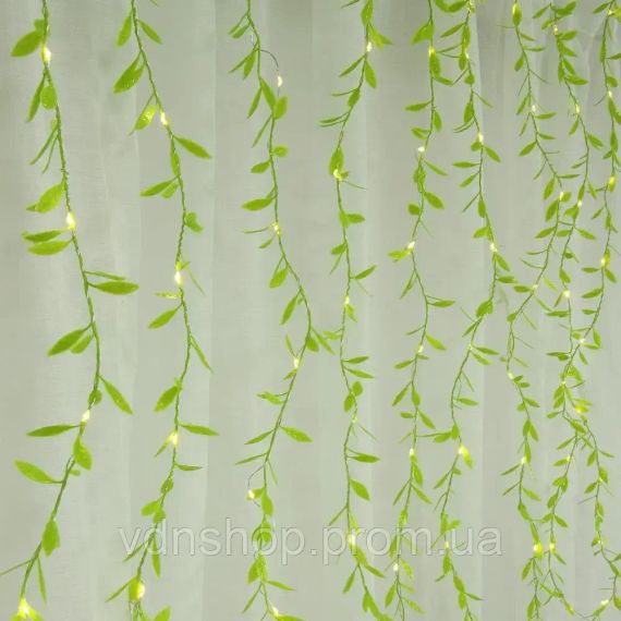 Гірлянда-штора з листочками Curtain Copper SF-55 внутрішня, з прозорим дротом, 10м | Зображення 1