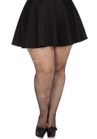 Колготки Leg Avenue Rhinestone micro net tights Plus size Black, мелкая сетка, стразы Sex Aura