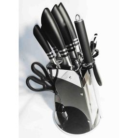 Якісний набір ножів з підставкою UNIQUE UN-1835 9 шт, Ергономічні ножі для кухні, Красиві кухонні ножі YP-52