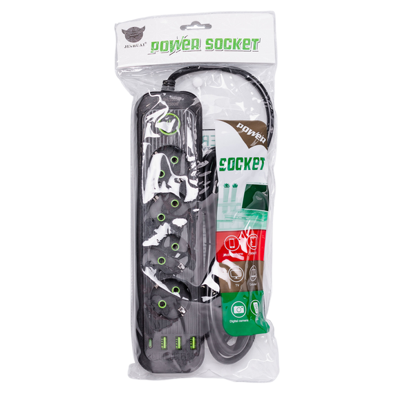 Мережевий фільтр 2.8 м подовжувач на 4 розетки з 3 USB 1 Type-C та кнопкою відключення HP-5-13MF | Зображення 7