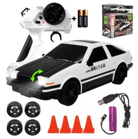 Машинка на радіоуправлінні Toyota AE86 Trueno 1:24, біло-чорна – для дрифту та перегонів