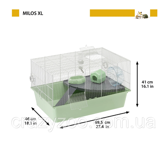 Клітка для гризунів Ferplast Milos XL салатова 69.5x46x41 см 57010717 | Зображення 1