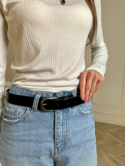 Ремінь шкіряний чорного кольору | Зображення 5