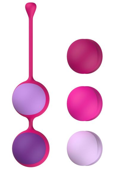 Вагінальні кульки Liebe Kewos — Cerise/Candy Violet, 5 кульок у комплекті, 15, 25, 35, 45 та 55 г | Зображення 1