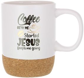 Кухоль керамічний "Coffee Time" 400мл з пробковою основою, біла