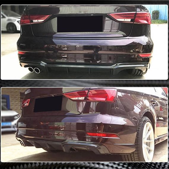 Дифузор заднього бампера V5 (для S-Line SD 2017-2020, Карбон) для Ауди A3 рр | Зображення 2