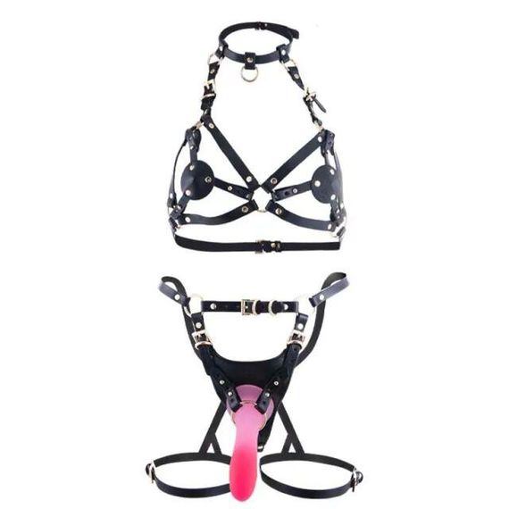 Сбруя зі страпоном LOCKINK SEVANDA Queen Sheba Set with Pink Dildo Sex Aura