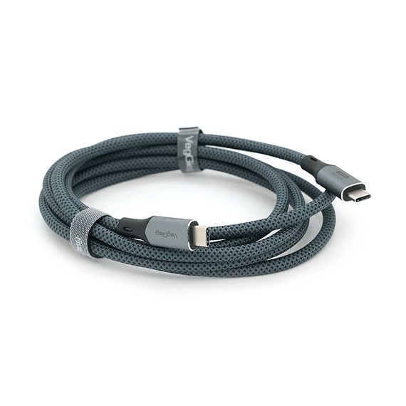 Кабель VEGGIEG V-U410, Type-C(Male) to Type-C(Male) PD cable, 240 Вт, струм 5 А, 40Gbps, Gray, довжина 2м, Box