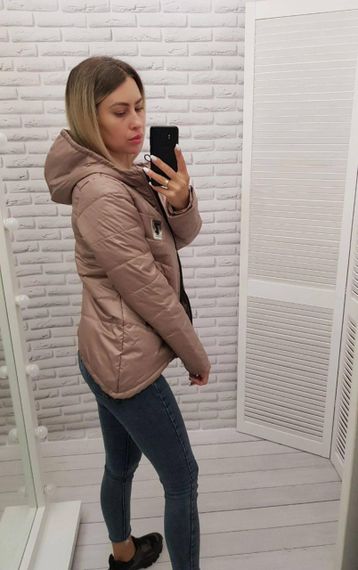 Жіноча демісезонна куртка з емблемою, арт.210/7, кава | Зображення 3