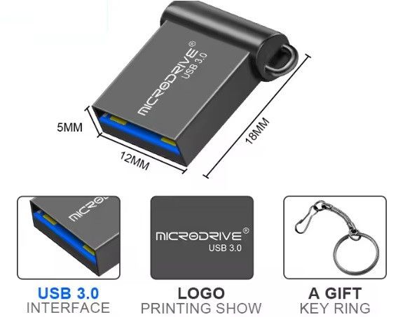 USB флешнакопичувач флешка MicroDrive брелок компактна метал 16Gb | Зображення 1