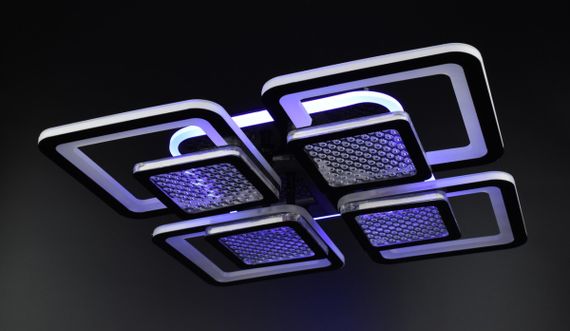 Люстра світлодіодна стельова LED світильник для квартири на стелю лед з пультом 26040 Чорний 9х42х42 см. | Зображення 7