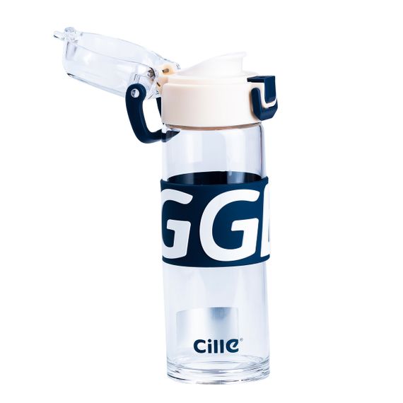 Пляшка для води 460 мл скляна з пластиковою кришкою Білий HP17299W | Зображення 1