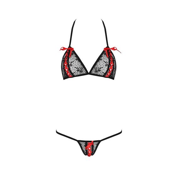 Комплект белья Passion MELISSA BIKINI XXL/XXXL, black, лиф со шнуровкой и трусики-стринги | Зображення 4