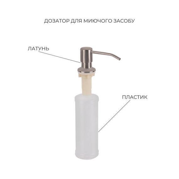 Комплект Lidz Handmade H6350L Мийка для кухні інтегрована крило зліва Brushed у комплекті з дозатором + Lidz K01G Корзина для | Зображення 4