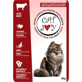 Cat Joy з яловичиною в соусі, 85 г, пауч, 24шт/уп, ціна за шт.