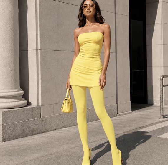 Колготы женские однотонные  150-175см S/L One Size Желтый (Г-50) | Зображення 2