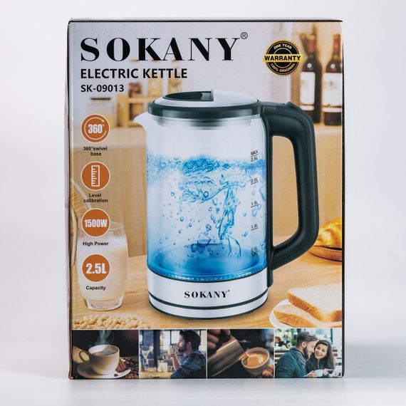 Чайник електричний Sokany SK-09013 2.5 літра прозорий | Зображення 7