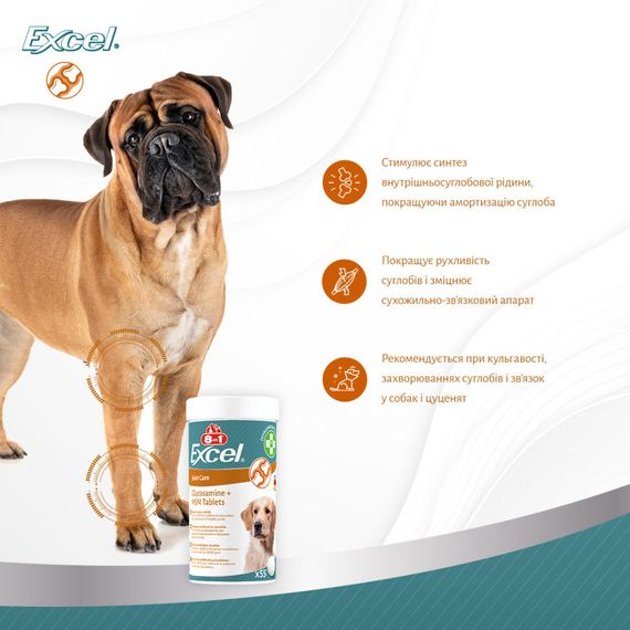 Вітаміни 8in1 Excel Glucosamine + MSM для цуценят та дорослих собак для суглобів  55 шт | Зображення 9