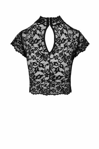 Топ Noir Handmade F303 Essence, XXL, black, мереживний, короткий рукав, комір-стійка | Зображення 4
