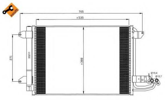 Конденсатор кондиціонера AUDI, SEAT, SKODA, VW (вир-во NRF) NRF 35520 на SEAT LEON (1P1)