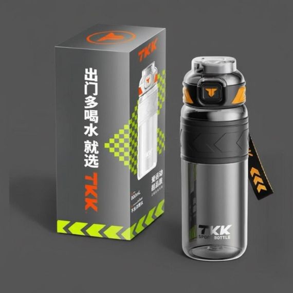 Спортивная бутылка TKK 1000 мл (1 л) - Черная Tritan BPA-free, ударопрочная эко-бутылка с антискользящим грипом | Зображення 6
