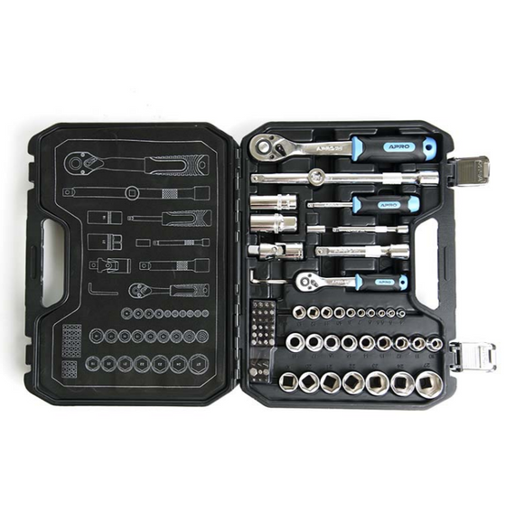 Набір насадок 90T 1/4"; 1/2" CrV 73 шт APRO | Зображення 3