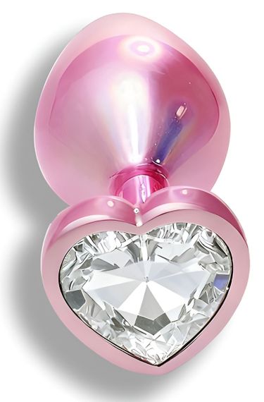 Анальна пробка з кристалом EGZO - Pink Perl Heart Plug Clear, size S Sex Aura | Зображення 1