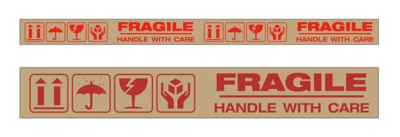 Крафт бумажный скотч FRAGILE (Хрупкое) 48 мм х 50 м, клейкая лента бумажная коричневая | Зображення 3