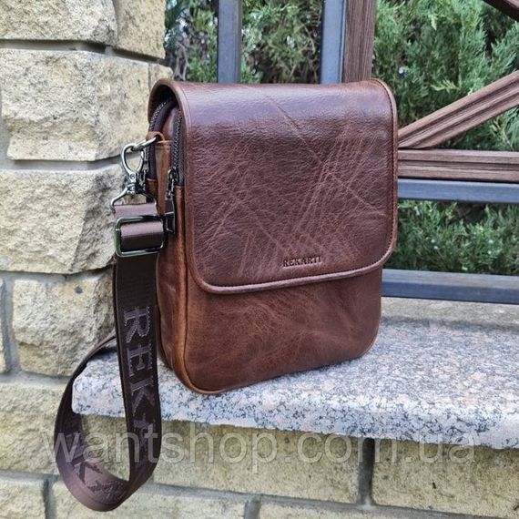 Мужская сумка с клапаном через плечо из гладкой кожи  Tiding Bag 79287 коричневая | Зображення 5