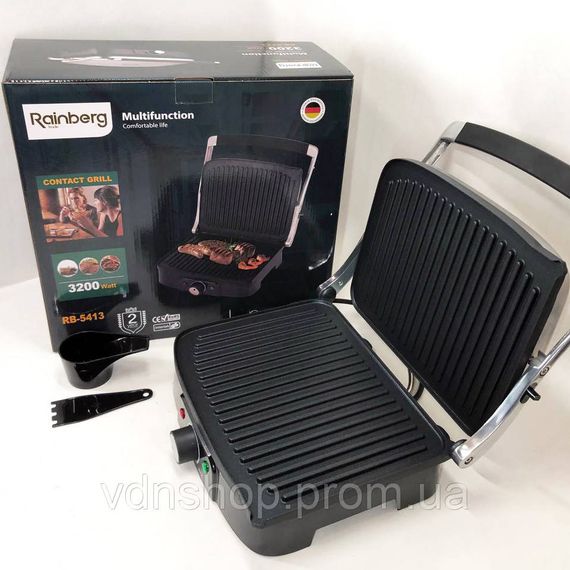 Гриль для гамбургерів електричний професійний Rainberg RB-5413 3200 Вт, Домашній гриль бутербродниця ZW-12 | Зображення 7