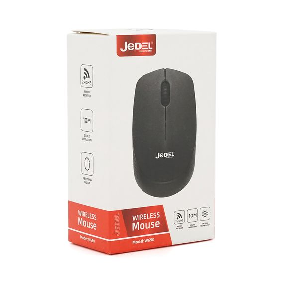 Миша бездротова JEDEL W690, 1000DPI, 2.4 GHz, 2xAA. 100x60x31 мм. Pink. Box | Зображення 1