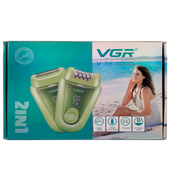 Эпилятор VGR GREEN 2 в 1 V-758, 2 насадки | Зображення 6