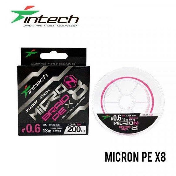 Шнур плетенный рыболовный Intech Интеч MicroN PE X8 200m 1.2 25lb / 11.34kg