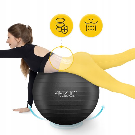 М'яч для фітнесу (фітбол) 4FIZJO 75 см Anti-Burst Black (P-5907739316370) | Зображення 2