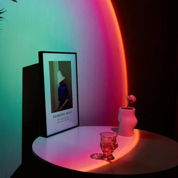 Різнокольорова лампа Sunset Lamp, Світиться лампа для блогерів   знижка | Зображення 4
