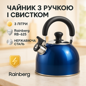 Обычный чайник со свистком Rainberg, Функциональный чайник из стали со свистком на кухню 3 л VE-11