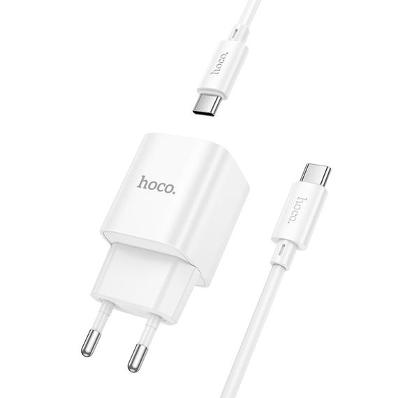 МЗП Hoco C146A Charm PD20W (1USB-C) + кабель Type-C to Type-C White | Зображення 3