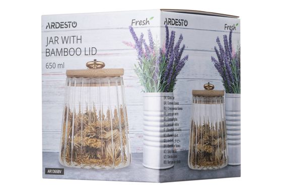 Банка для зберігання ARDESTO Fresh Vintage, 650мл, скло, бамбук, прозорий (AR1365BV) | Зображення 3