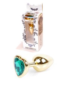 Анальна пробка B - Series HeavyFun Jewellery Gold Heart, бірюзове серце
