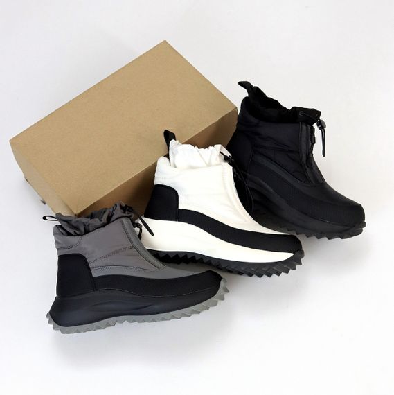 Спортивные черные ботинки дутики водонепроницаемые с фиксатором | Зображення 9